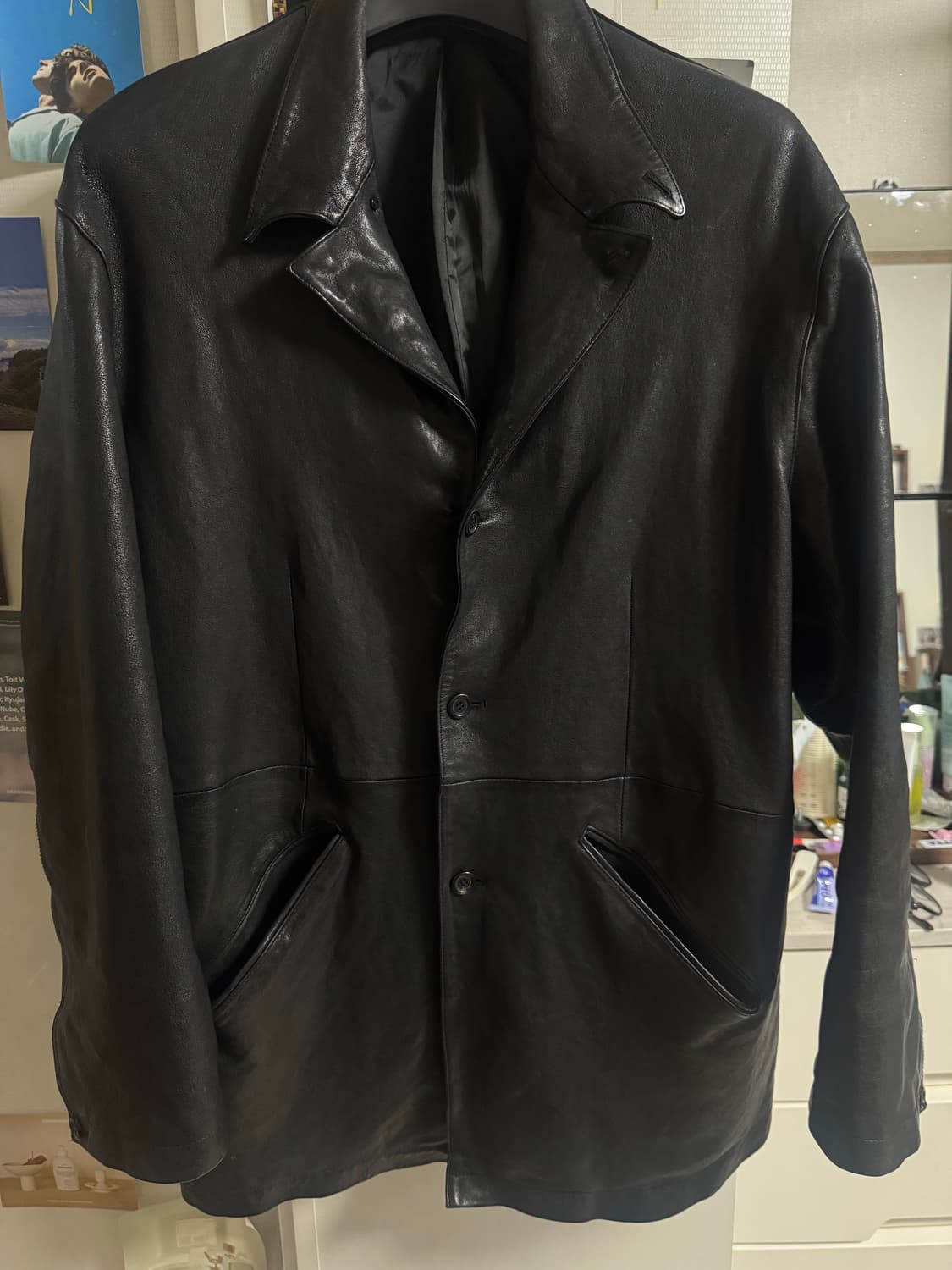 유스 워시드 레더 자켓 L 상품이미지2