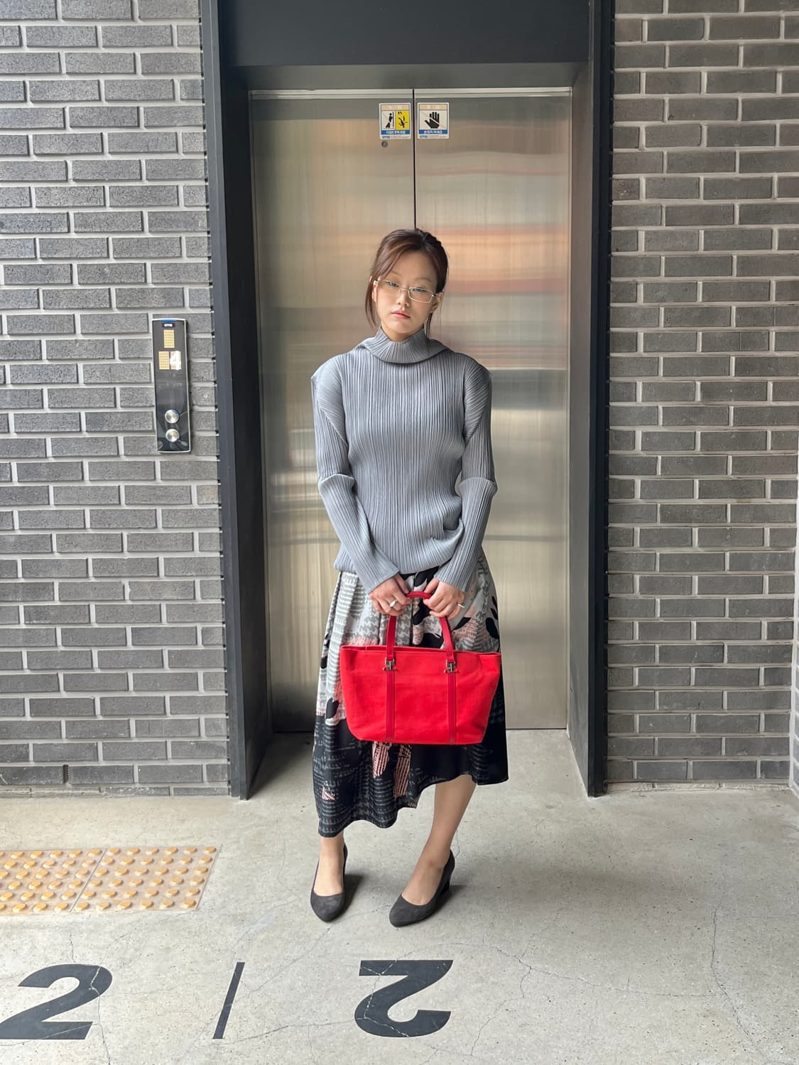 00s Courreges 꾸레쥬 더블 로고 펜던트 토트백 레드 상품이미지2