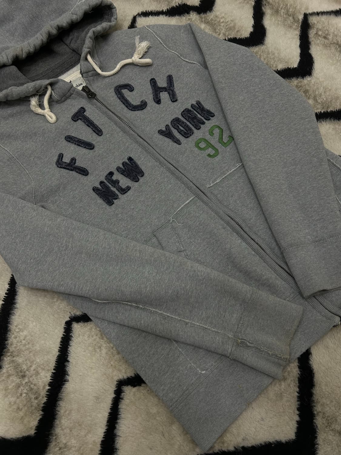 [L]아베크롬비 아치로고 후드집업/그레이/기모 상품이미지2