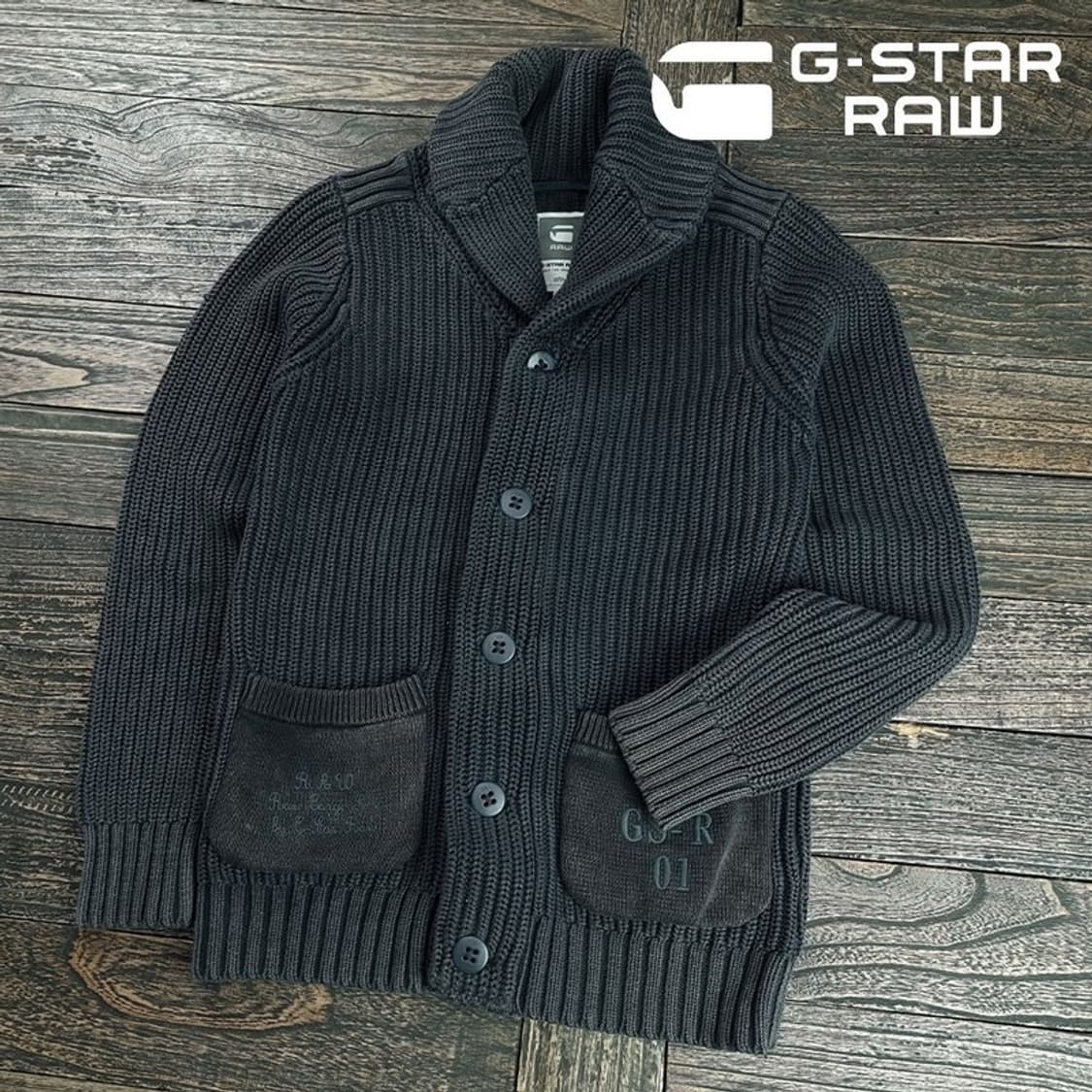 [지스타 로우] 빈티지 가공 슬림핏 숄카라 니트 가디건 M19928 상품이미지1