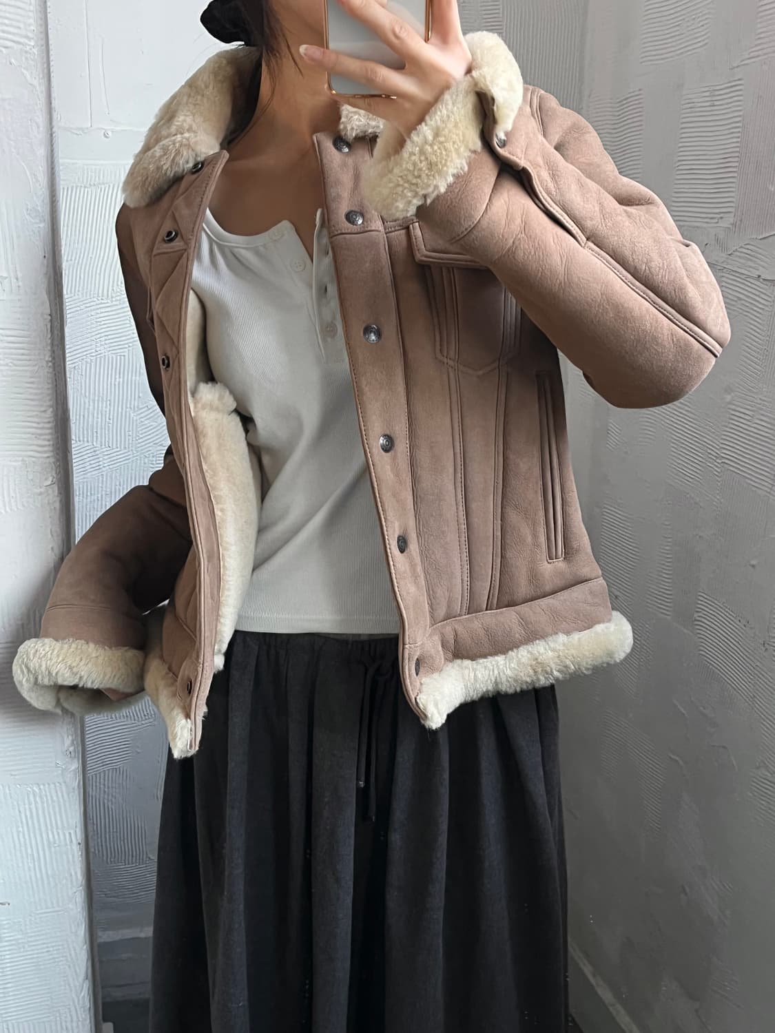 Schott NYC 쇼트 스웨이드 퍼 무스탕  상품이미지2