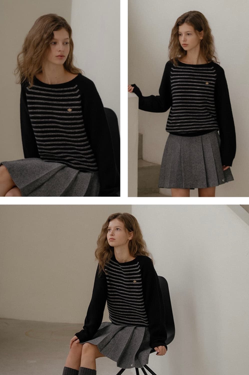 (새상품) 틸아이다이 램스울 스트라이프니트 상품이미지2