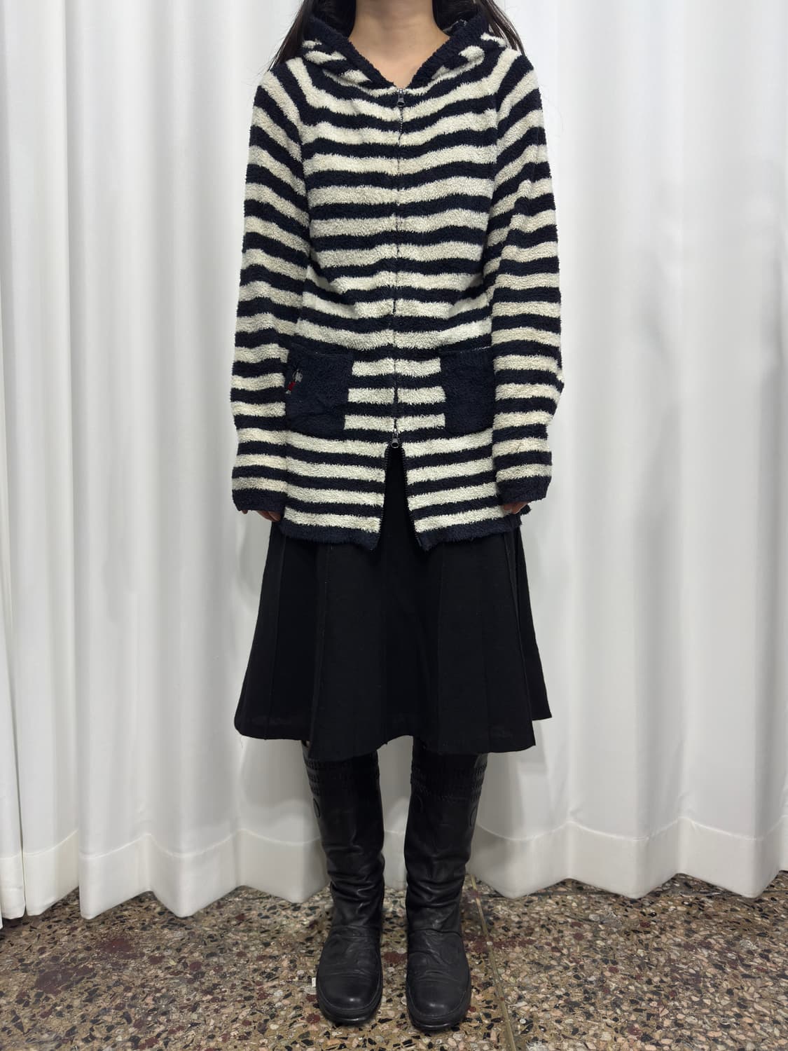 peanuts snoopy stripe fleece hood zipup 상품이미지2