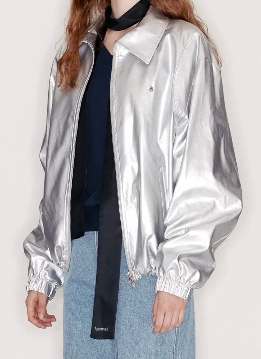 (1) 아비에무아 페이크 레더 실버 점퍼 상품이미지3