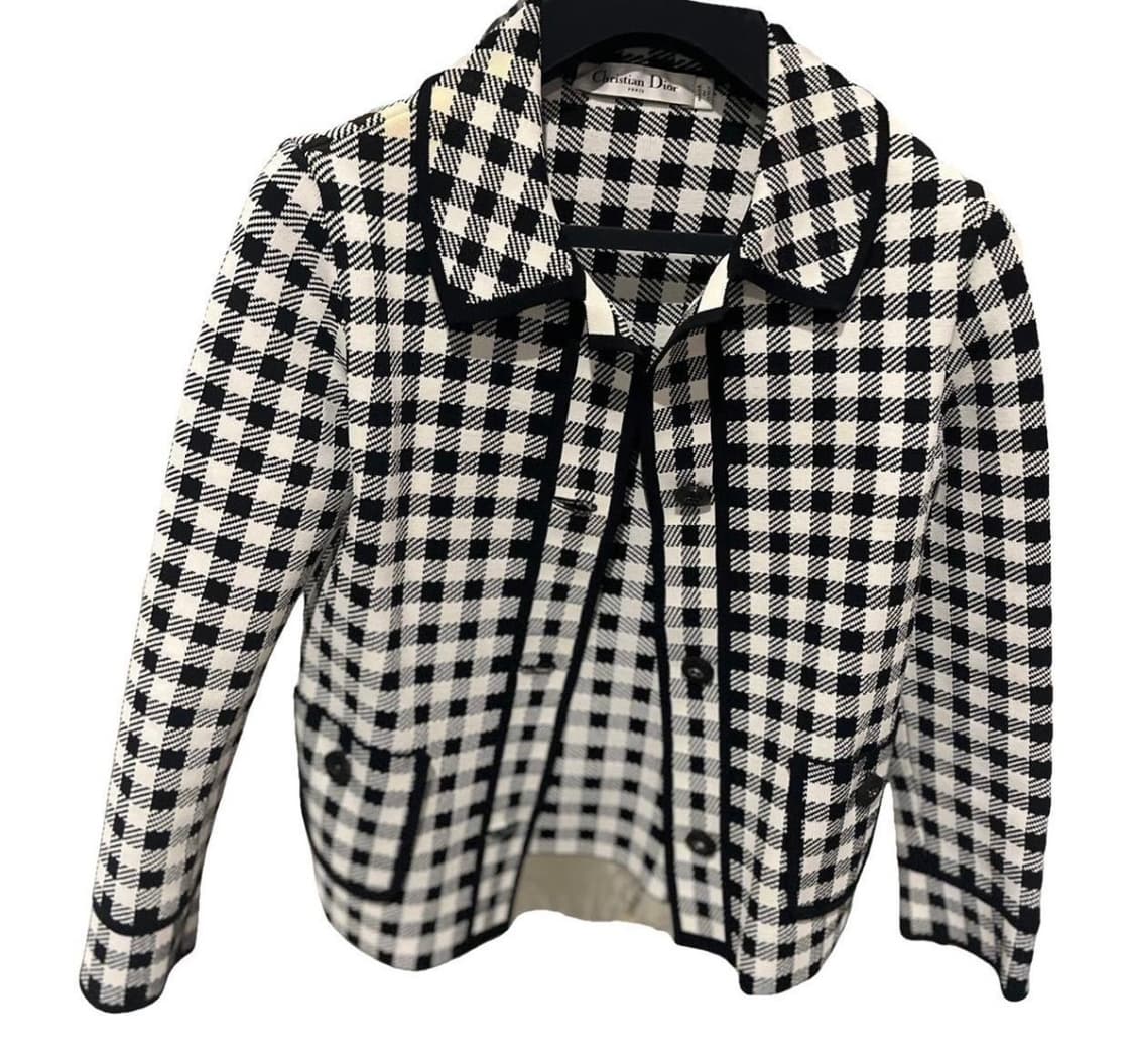 Dior 블랙화이트 체크 니트 자켓 36 상품이미지2