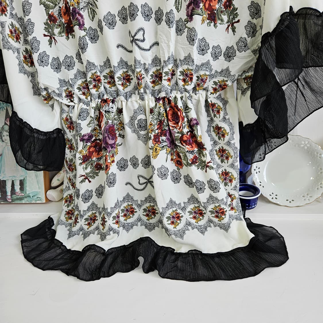 엑시즈팜(Axes Femme) 앤틱 플라워 레이스 쉬폰 블라우스 상품이미지7