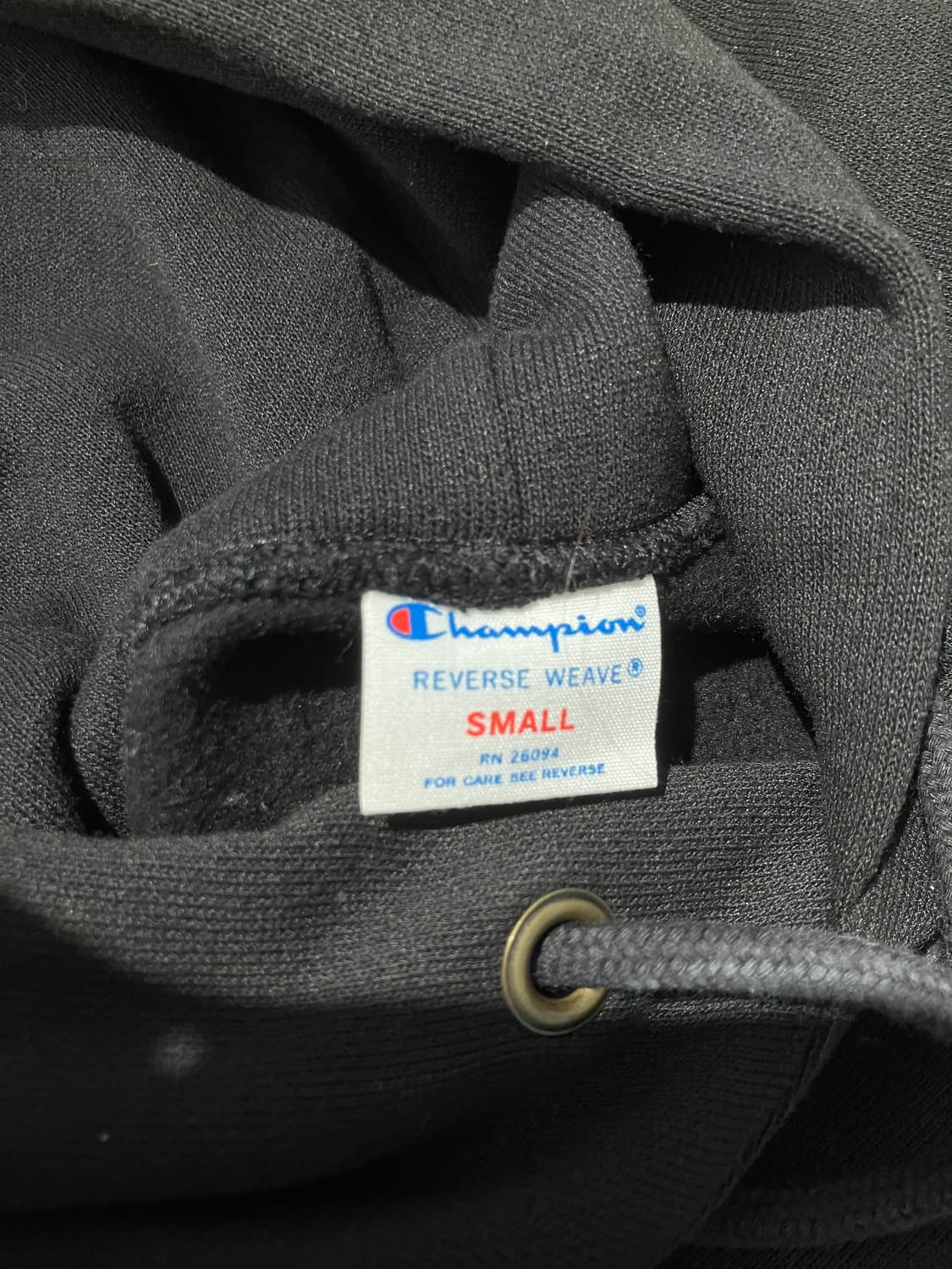 Champion 리버스위브 블랙 스몰로고 후드 상품이미지5