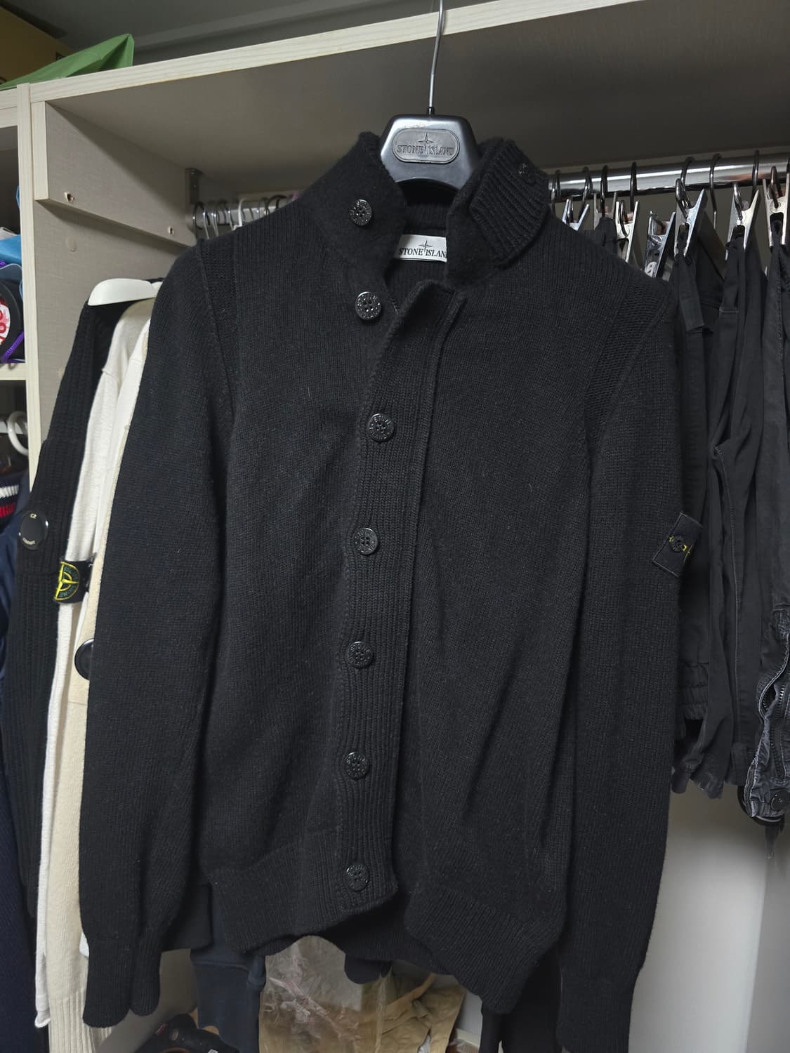 스톤아일랜드 남성 니트 가디건 블랙 상품이미지1