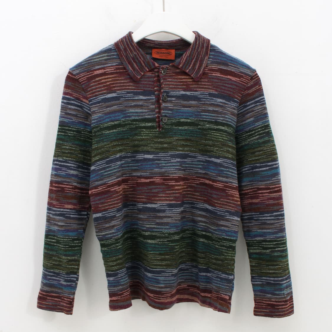 미쏘니 Missoni 패턴 스트라이프 칼라 긴팔 니트 폴리티셔츠 상품이미지3