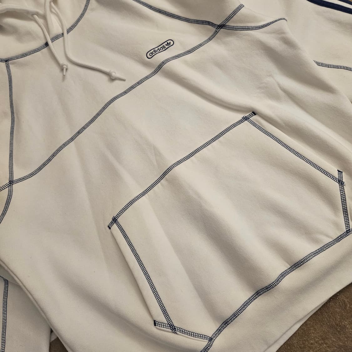 아디다스(Adidas) 블루 스티치 기모 후드 L size 상품이미지5