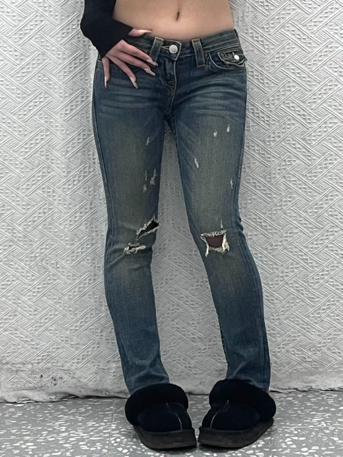 트루릴리전 쥴리 데미지 찢청 스판 데님 청바지 25인치 C08349 상품이미지1