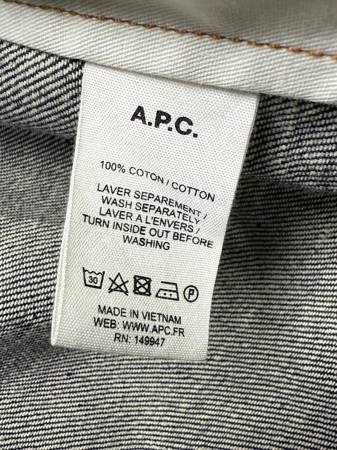 아페쎄 APC 데님 트러커 자켓 인디고 L  상품이미지4