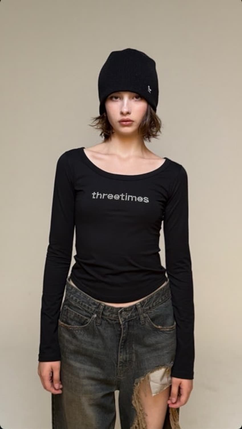 쓰리타임즈 스쿱 케이크 티 블랙 s 상품이미지1