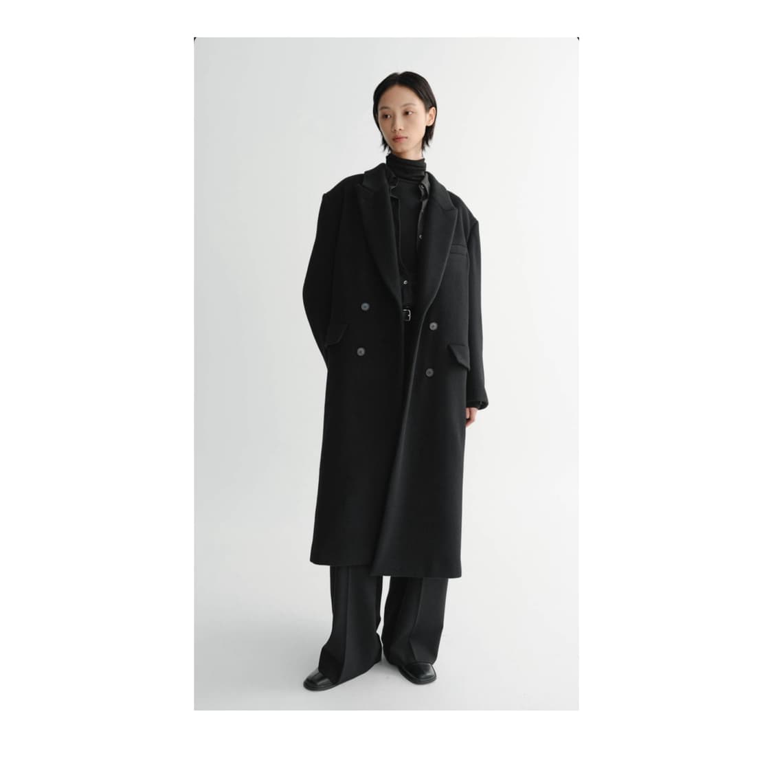 EAAH 이아 오버사이즈 더블 코트 블랙s 상품이미지2