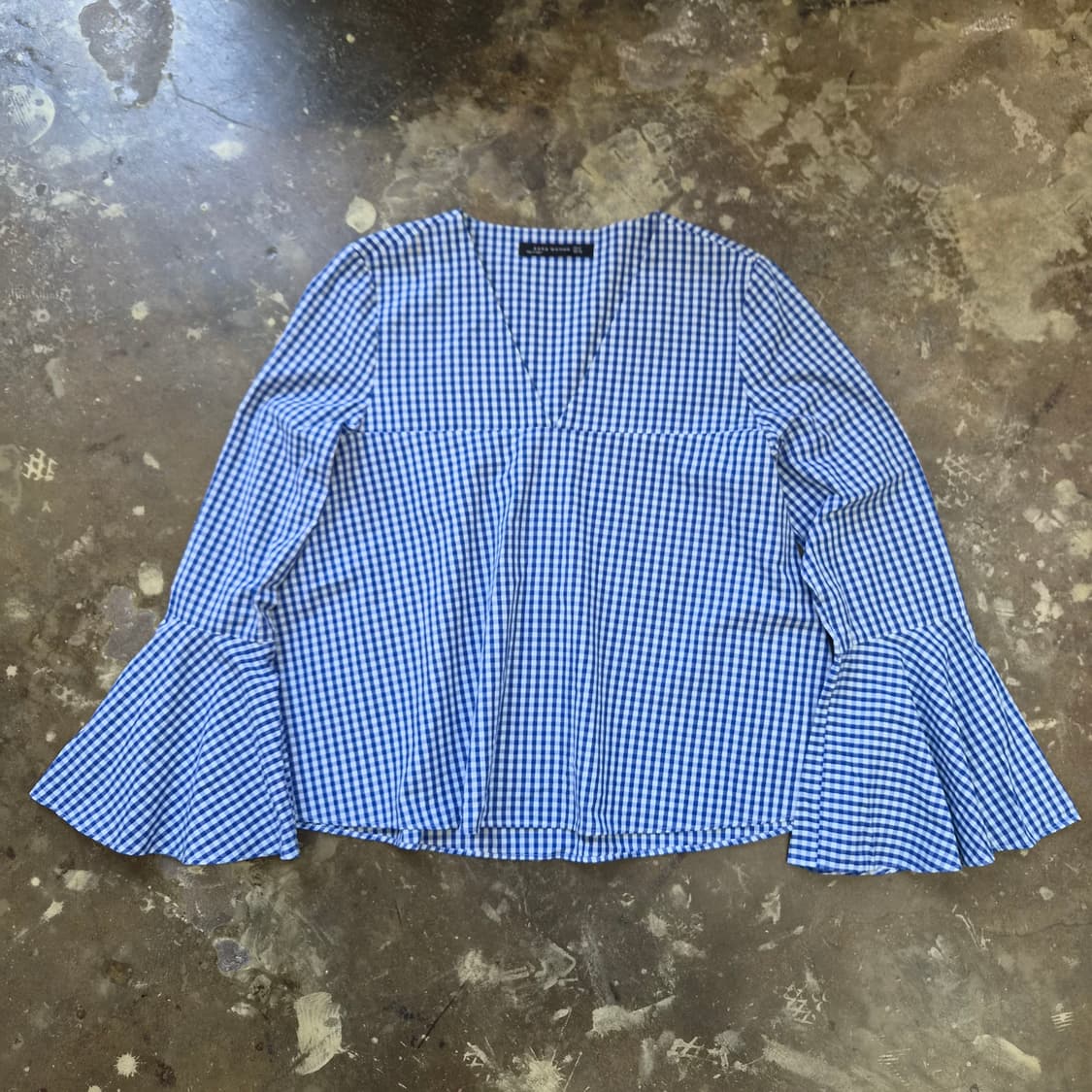 m) ZARA 자라 퍼프소매 깅엄체크 블라우스 셔츠 상품이미지2