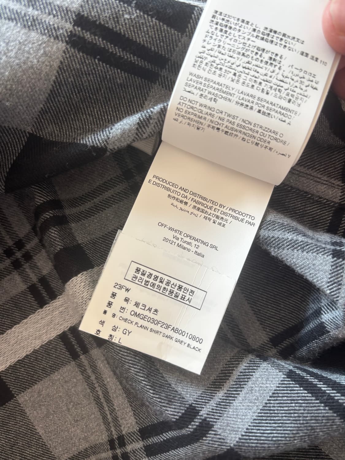 [L] 오프화이트 체크 로고 셔츠 상품이미지5