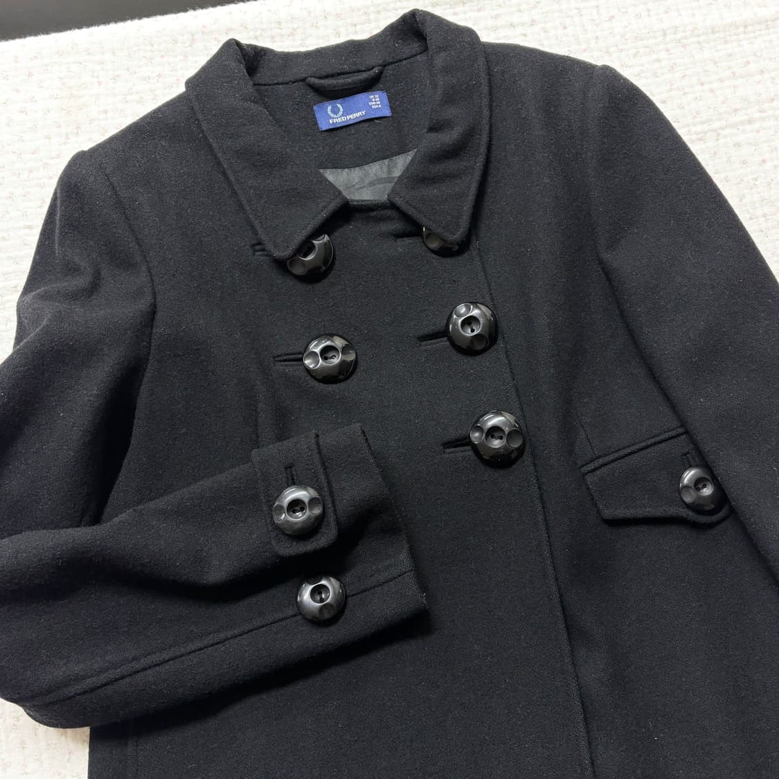 Fred Perry 프레드페리/ 블랙반코트 반코트 더블코트 울코트 상품이미지6