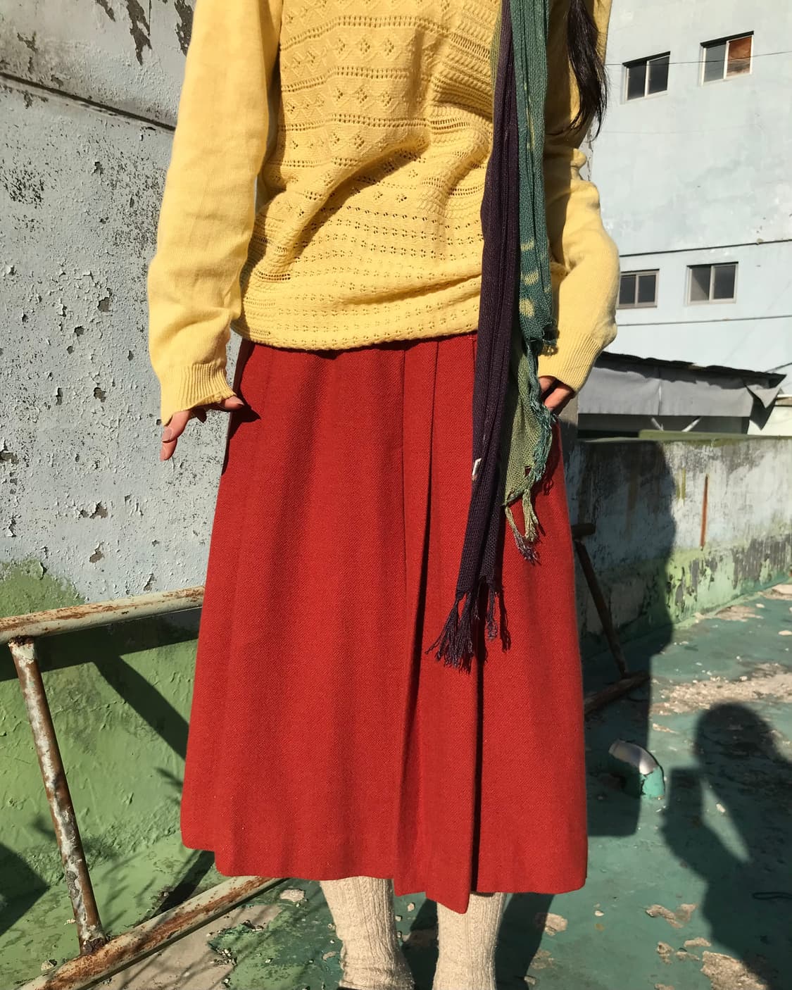 브릭 레드 롱 스커트 상품이미지1