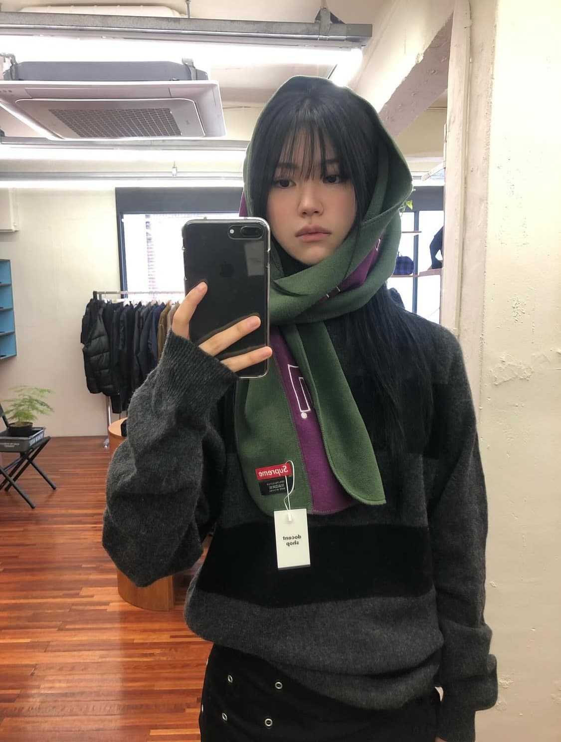 슈프림 폴라텍 머플러 스카프 퍼플그린 상품이미지2