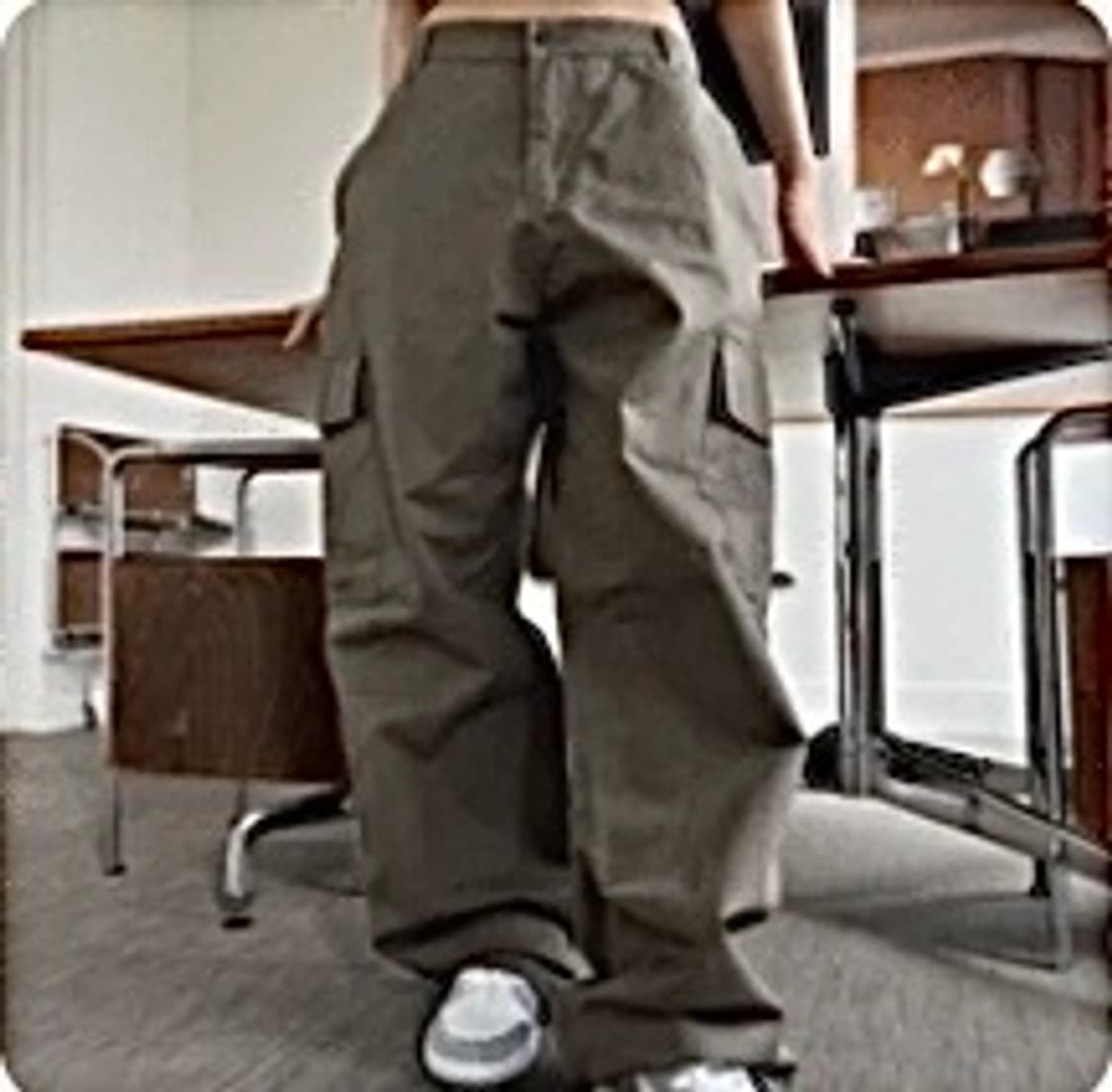 (unisex)오버 스트링 카고 와이드팬츠 상품이미지1