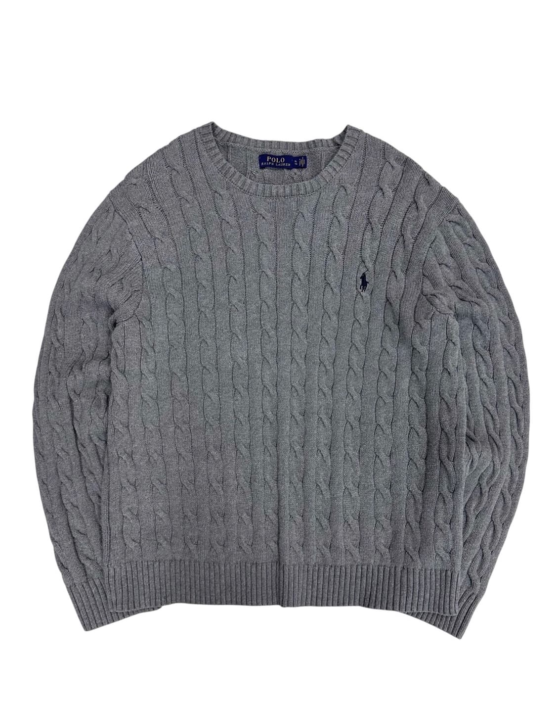 폴로 꽈배기 케이블 니트 그레이 (XL) 상품이미지1