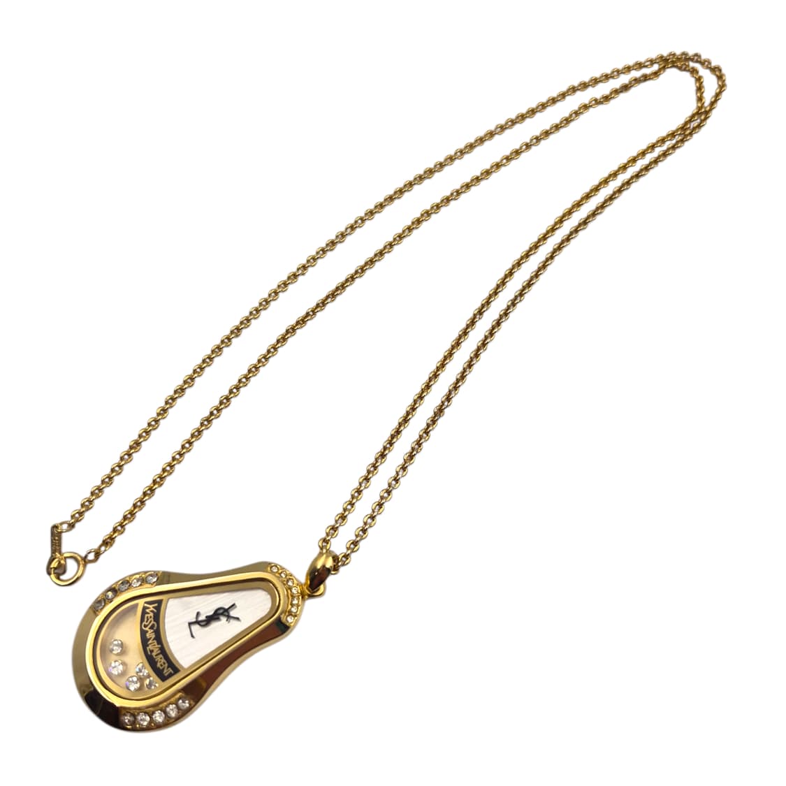 90s 입생로랑 물방울 크리스탈 쉐이커 목걸이 상품이미지4