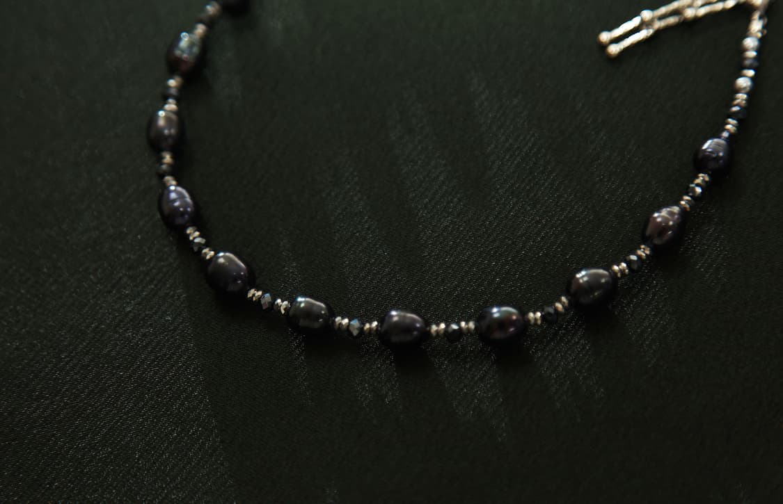 CASIOPEIA #046 Black Pearl Navy Necklace 상품이미지7