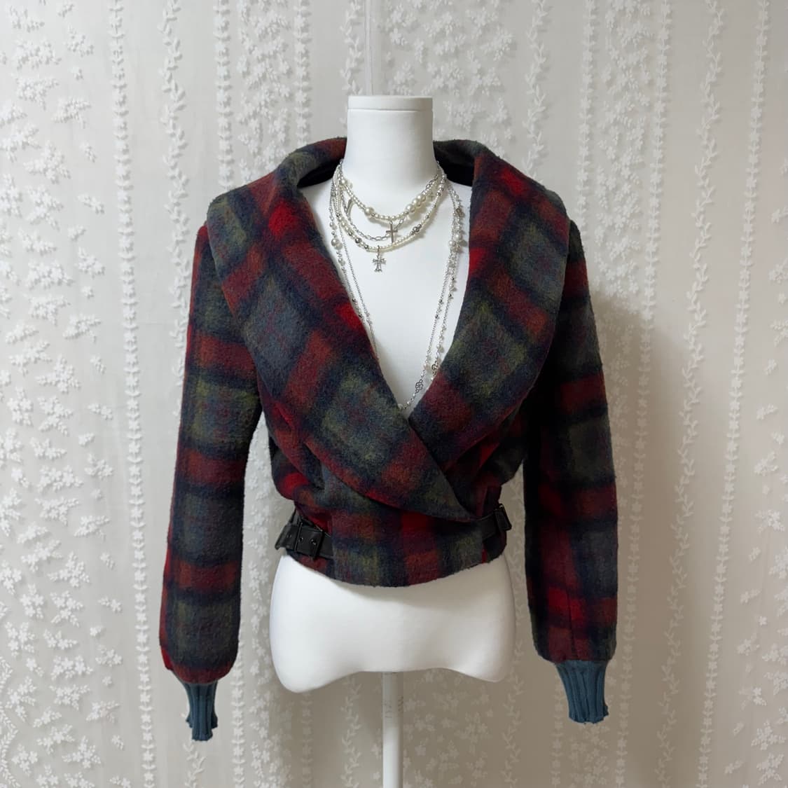 비비안웨스트우드 앵글로매니아 타탄 체크 자켓 라나울 40 상품이미지1