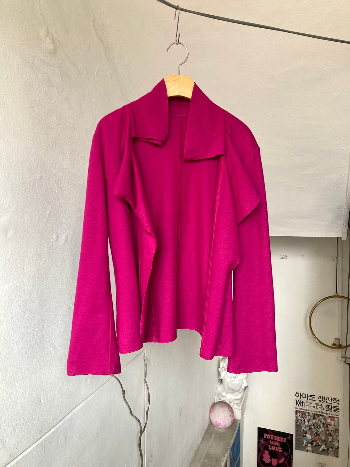 y2k 웨스턴 마젠타 울 러플 자켓 상품이미지1