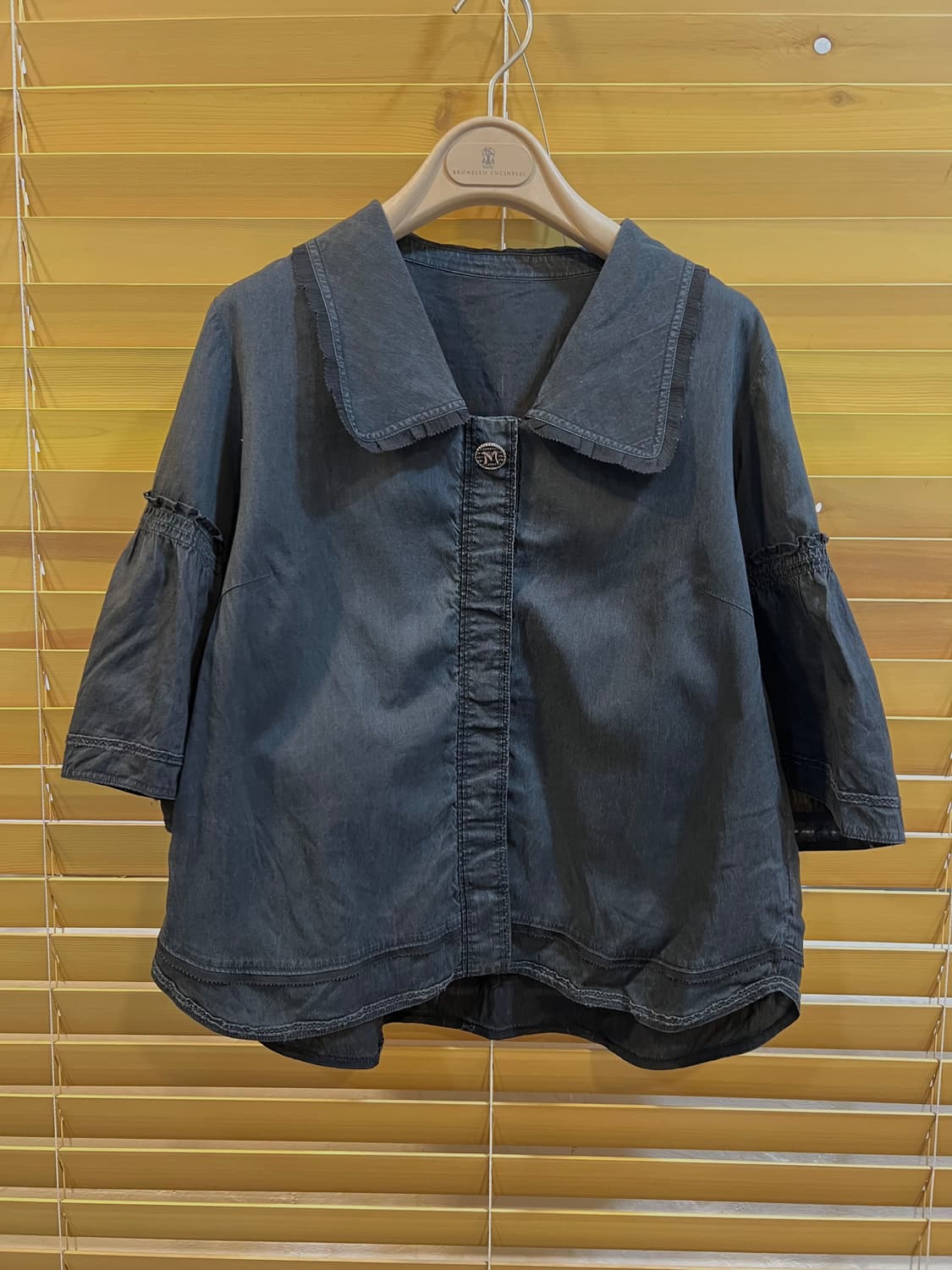 마인 여성 블랙 세일러카라 실크블라우스 셔츠자켓 상품이미지2