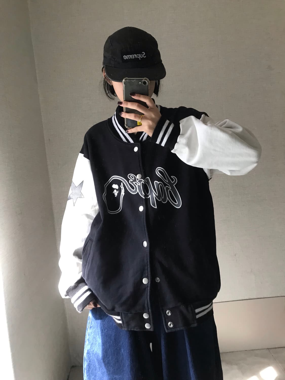 베이프 스타 빅로고 바시티자켓 상품이미지2