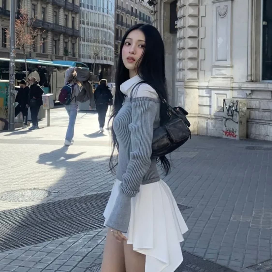 카키포인트 Unbal Combi Knit Top  상품이미지2