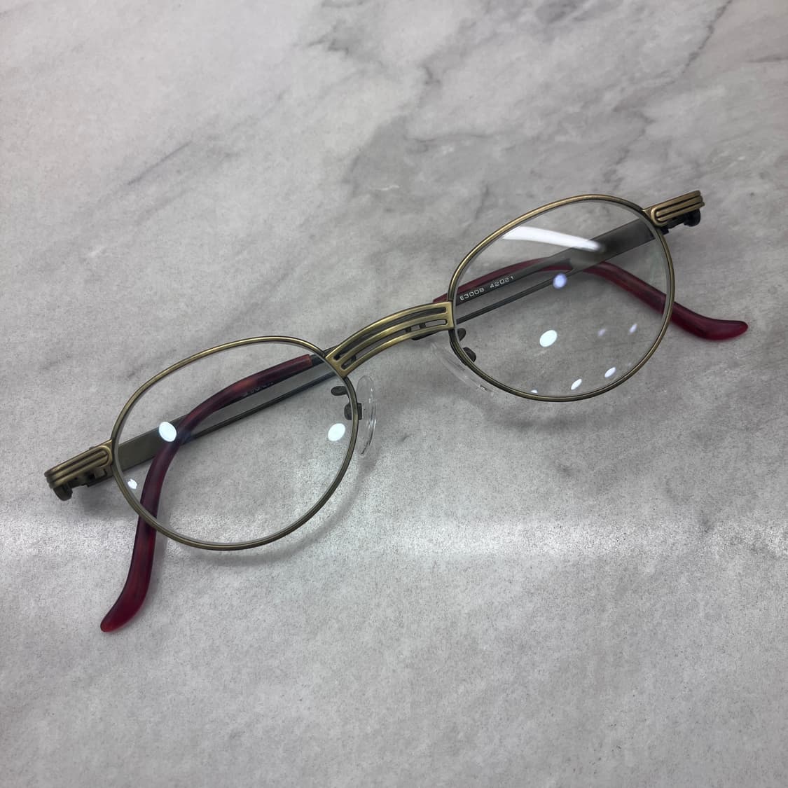 D14 NO BRAND 빈티지 앤틱 골드 라운드 메탈테 안경 상품이미지1