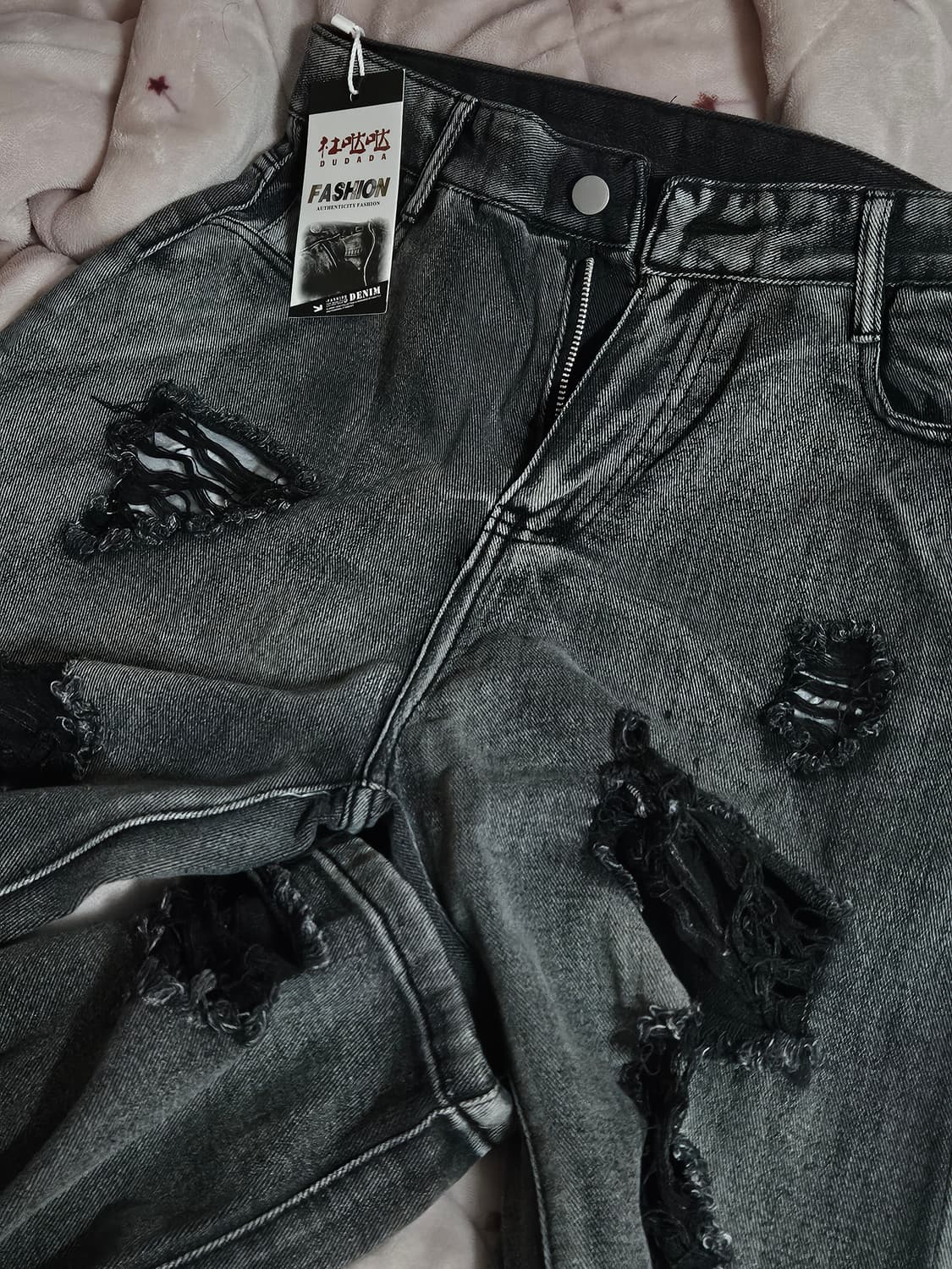 흑청 데미지 와이드 데님 팬츠m 상품이미지3