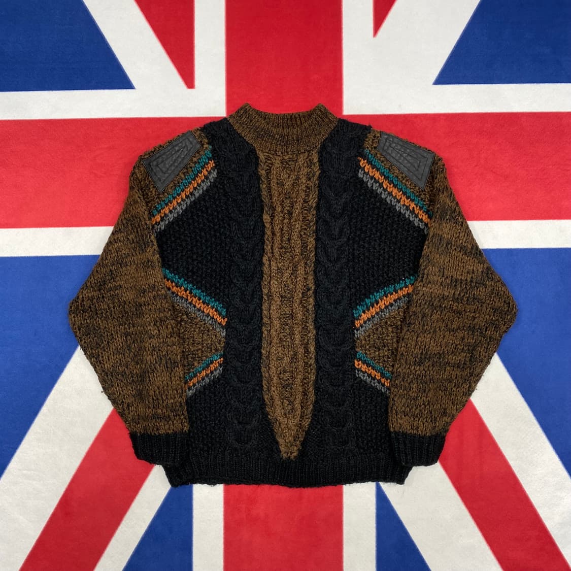 빈티지 가죽패치 니트 Free 상품이미지1