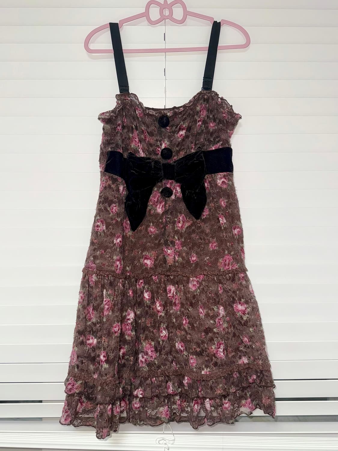 리즈리사 초코 플로럴 리본 레이스 원피스 큐롯 히메갸루 라떼갸루 플라워 상품이미지3