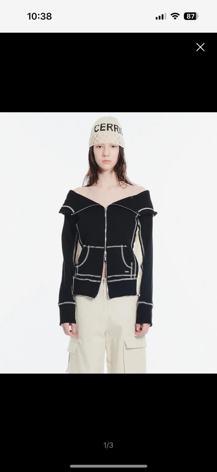 세릭 CUT-OUT STITCH HOOD ZIP UP / BLACK 상품이미지1