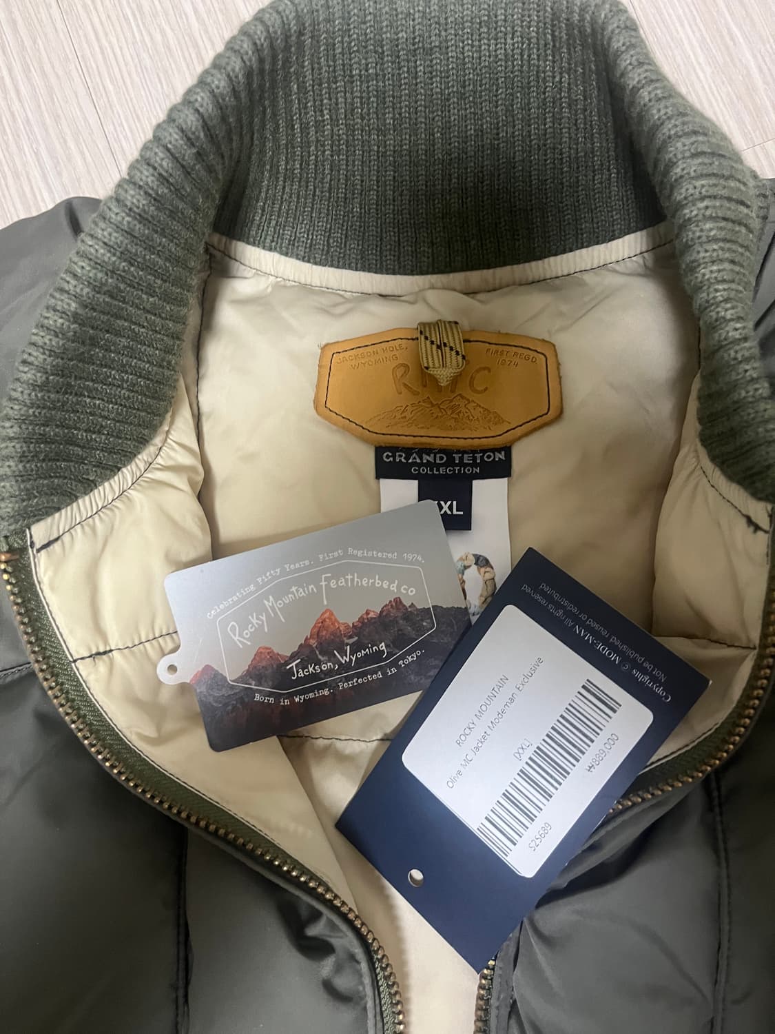 모드맨 록키마운틴 페더베드 MC자켓 올리브 2XL 거의 새상품 상품이미지4