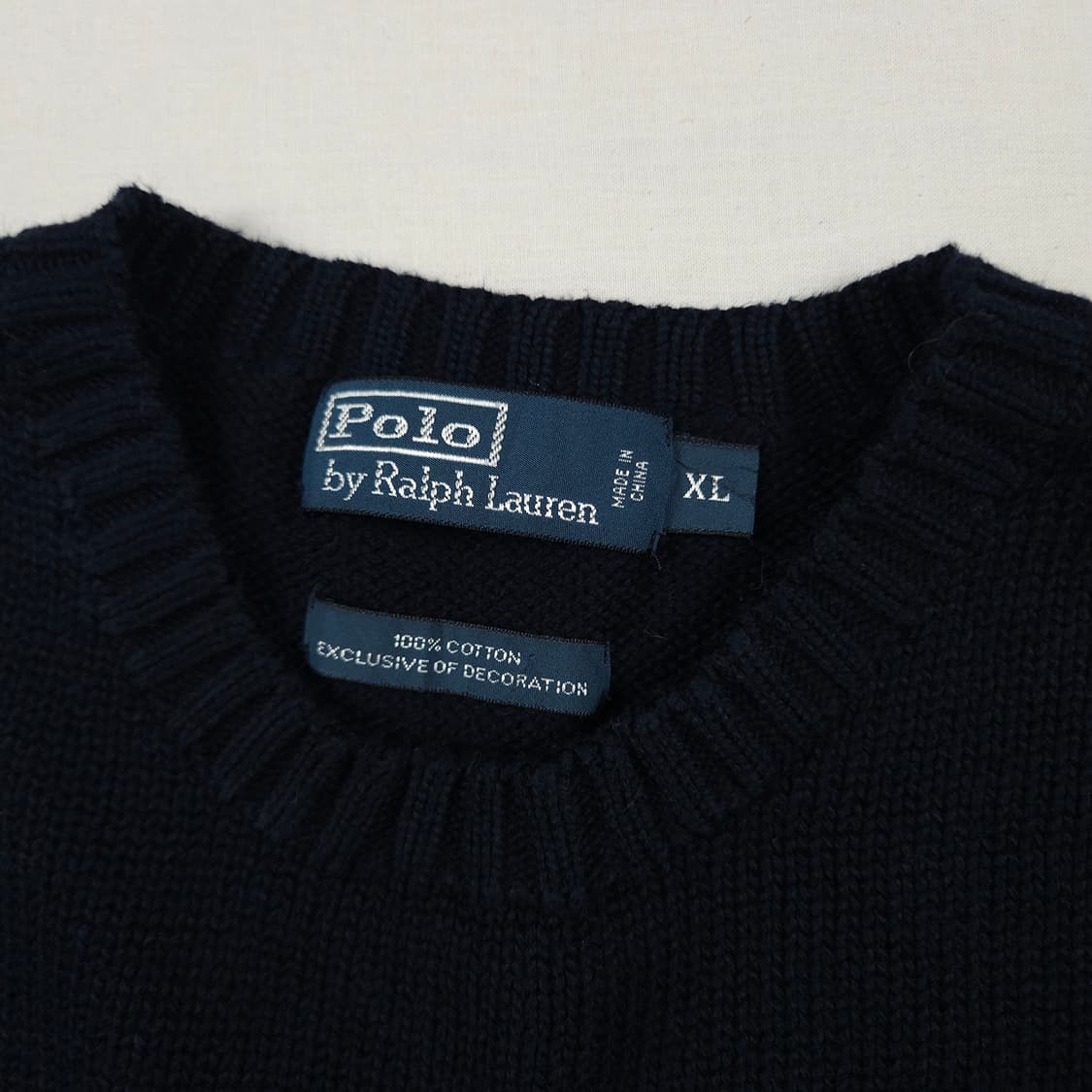 XL(105)폴로 랄프로렌 코튼 크루넥 니트 네이비 상품이미지4