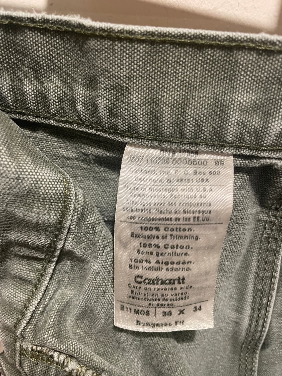 칼하트 카펜터팬츠 B11 mos 36x34 상품이미지10