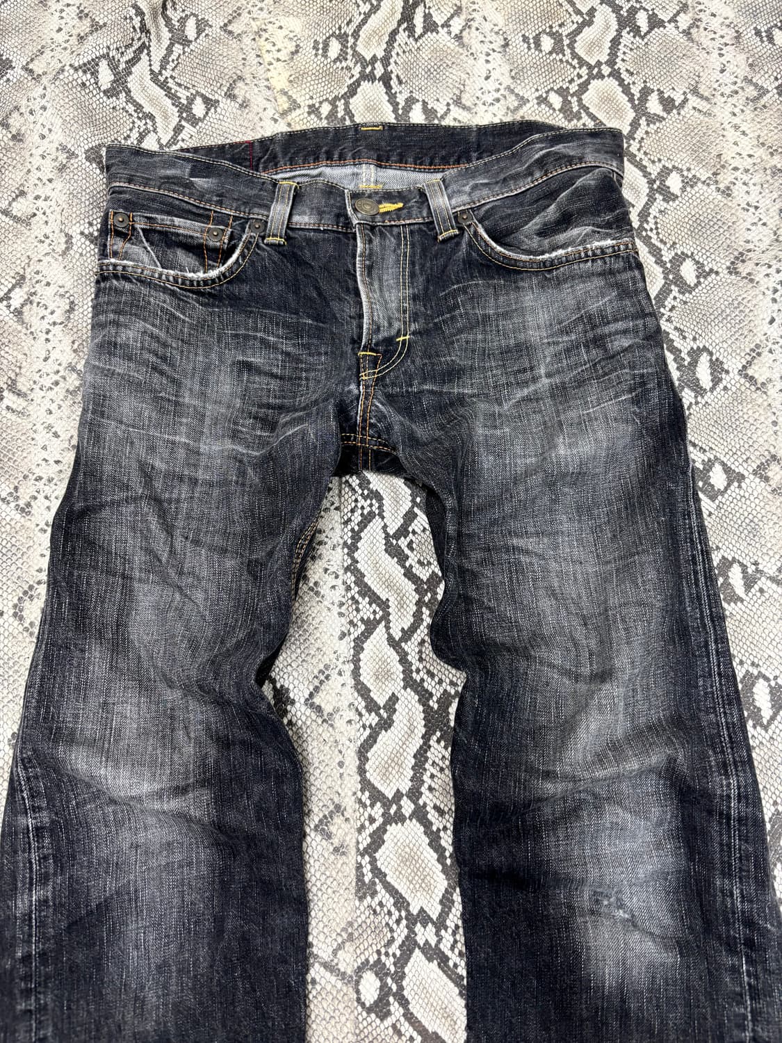 “Edwin”Y2K Black Denim Washed Pants 상품이미지3