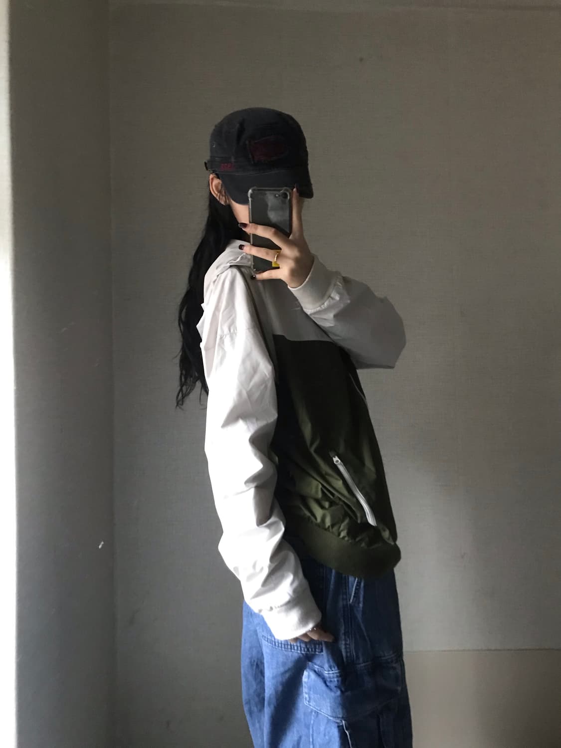 나이키 카키 화이트 바람막이 상품이미지2