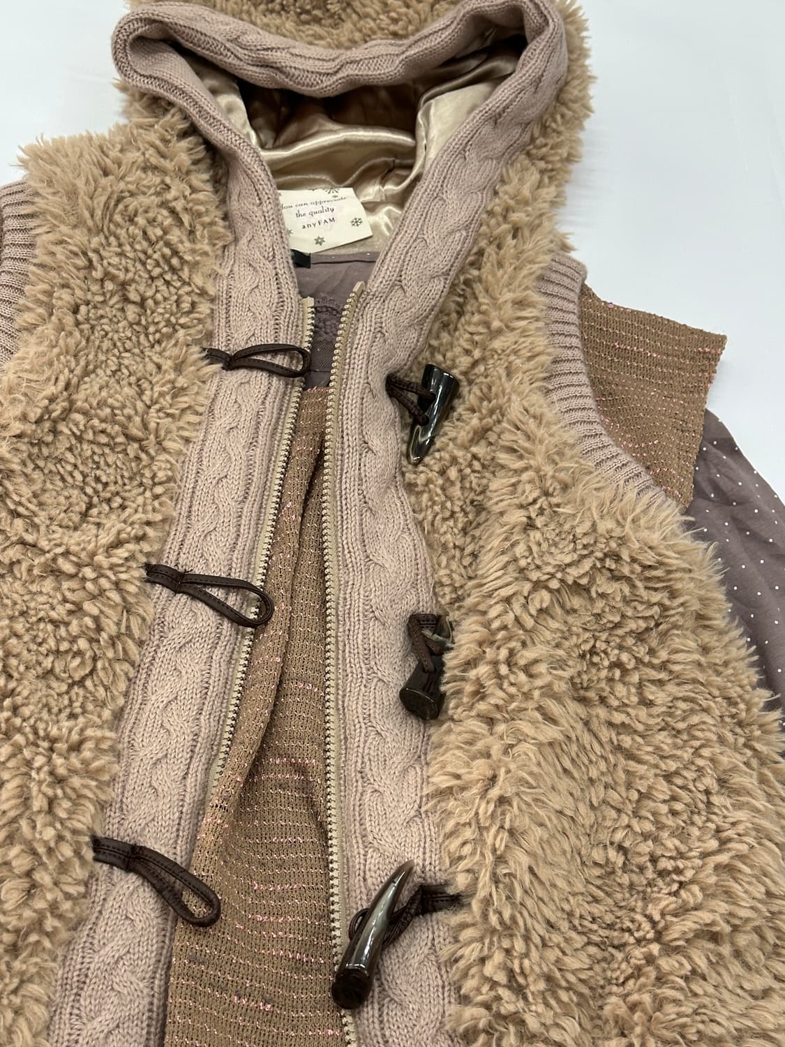 🤎라떼갸루 양털 코디세트🤎 도트 레이스 양털 떡코 러블리 조끼 상품이미지4