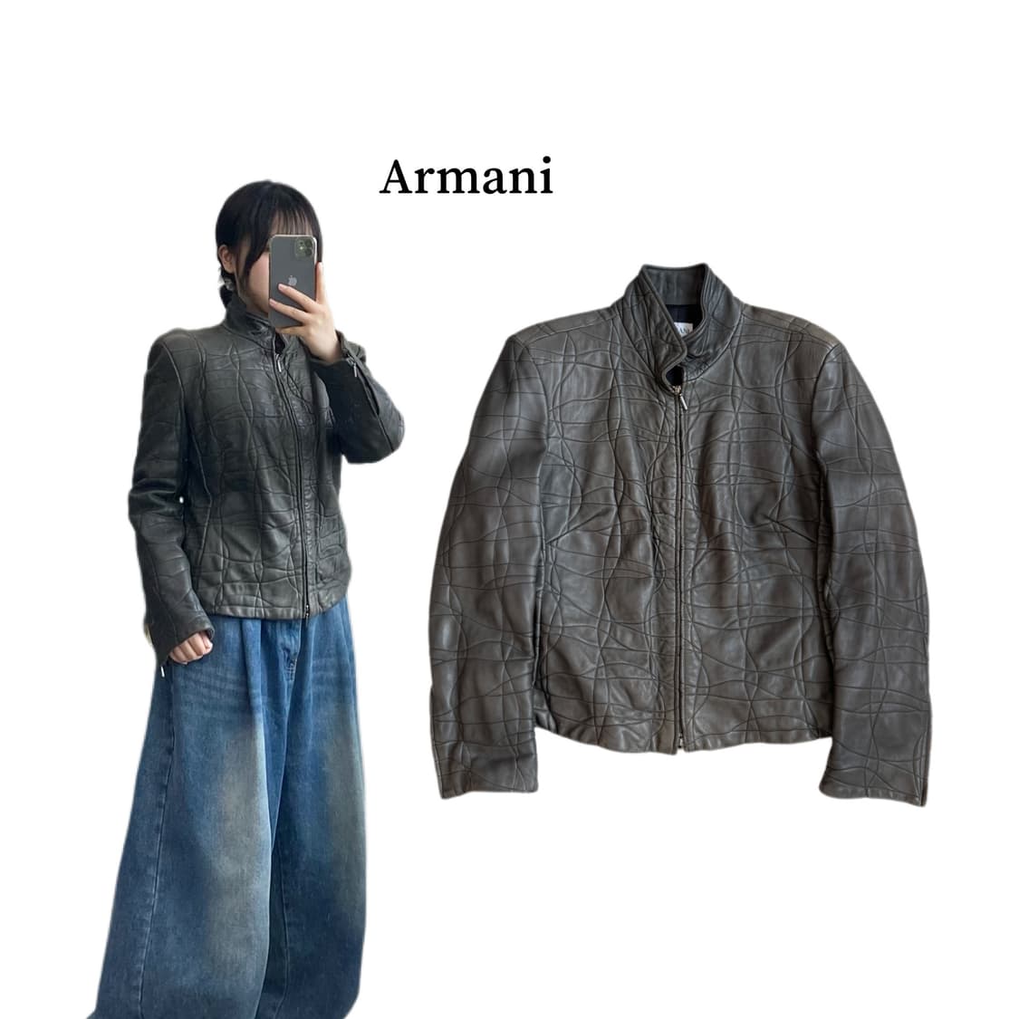아르마니 꼴레지오니 리얼레더 양가죽 락 시크 가죽자켓 상품이미지1