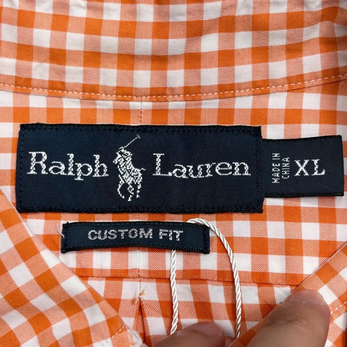 POLO 커스텀핏 오렌지 깅엄 셔츠 XL 상품이미지4