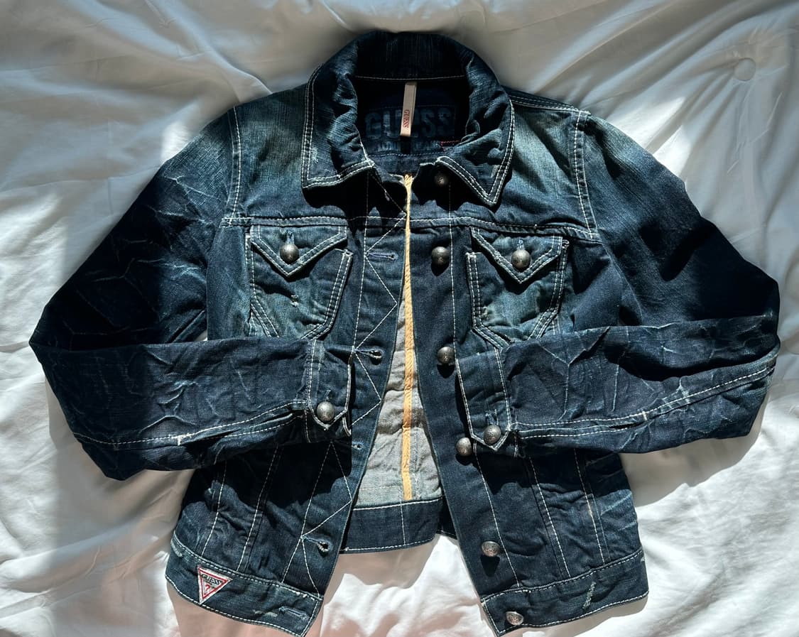 Guess 게스 딥블루 데님자켓 딱붙핏 갸루.y2k 상품이미지1