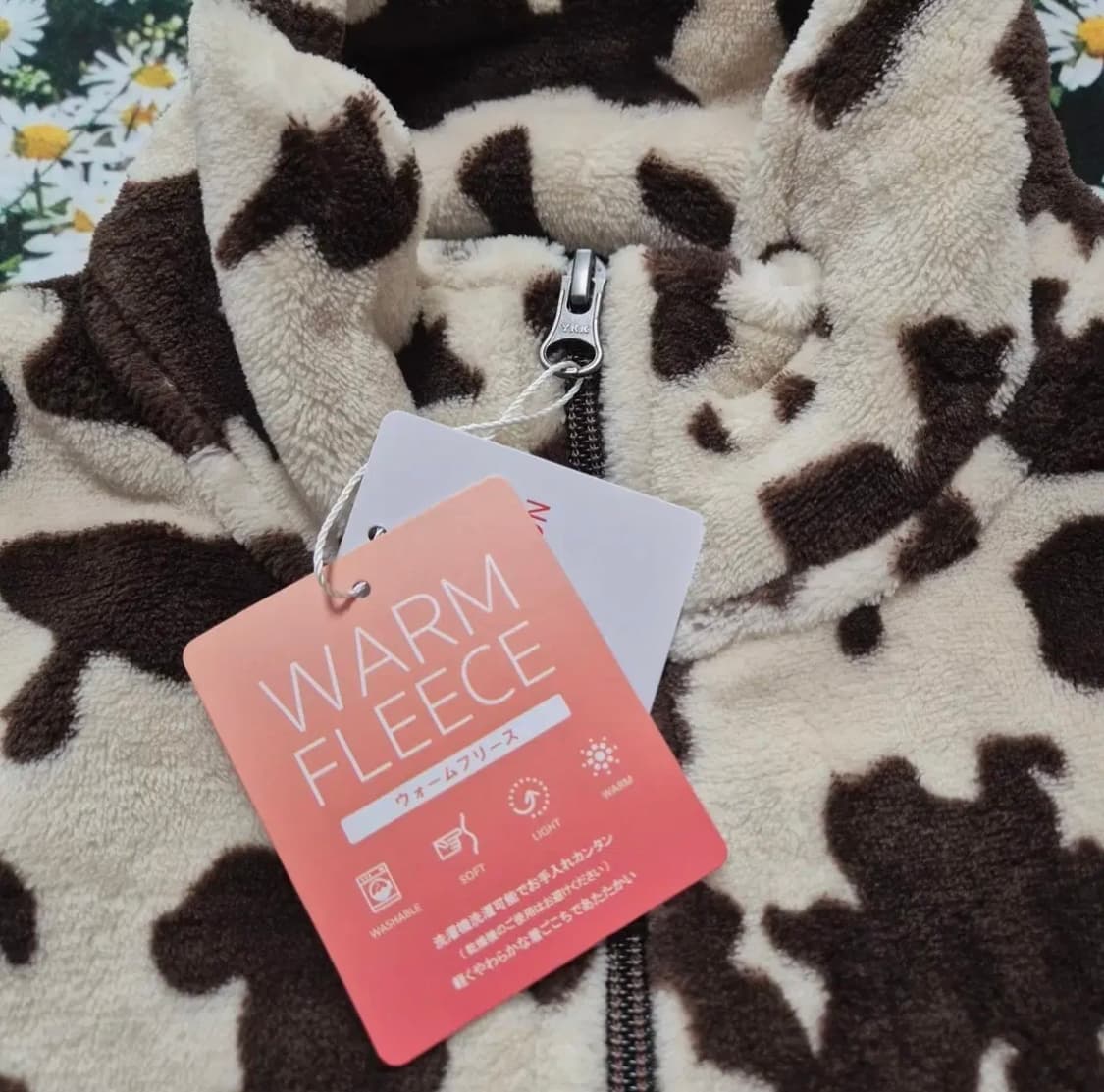 일본 카우 젖소 희귀 패턴 플리스 후리스 자켓 m 새상품 상품이미지5
