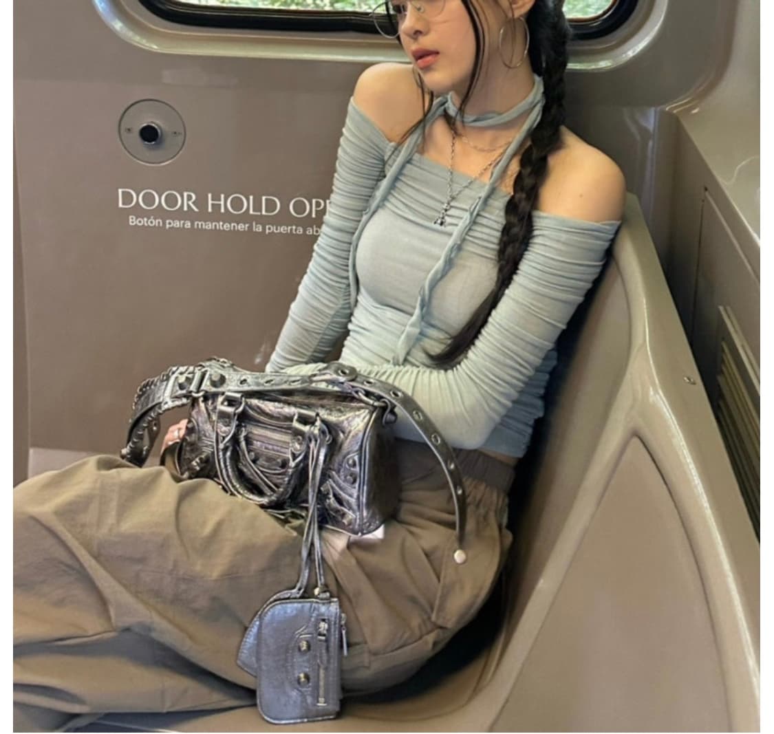 카키포인트 셔링 스카프 탑  상품이미지2