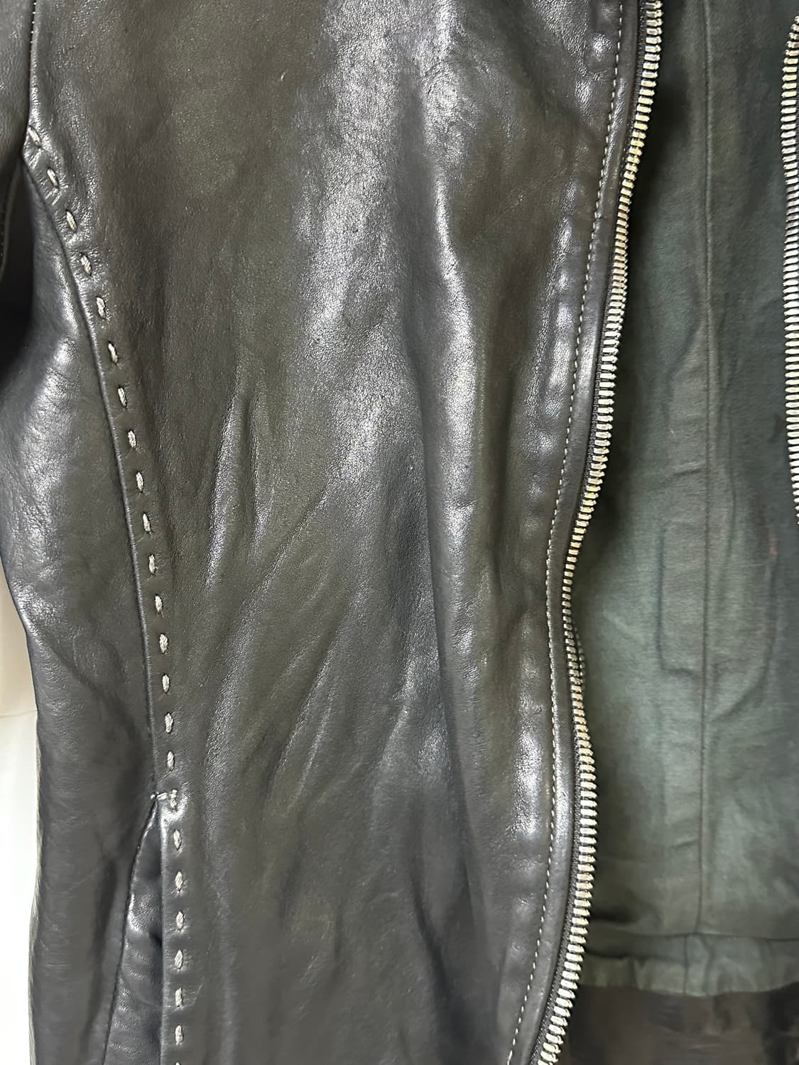 Incarnation 수소봉제 레이어드 소가죽 자켓 상품이미지5