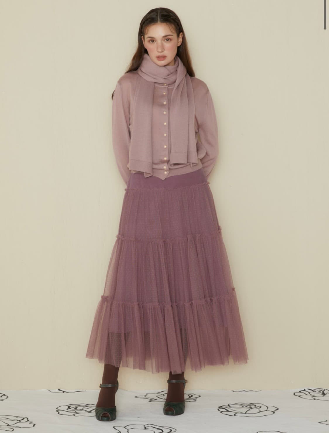 카티아조 블랙 레이블 럭셔리 울 머플러 빈티지핑크 새상품 상품이미지7